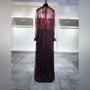 US2 Valentino Classic Red Silk Runway Dress